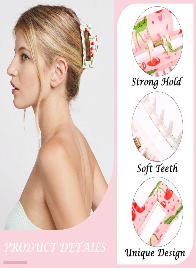 Vovii 2Pcs Cherry Claw Clips for Women, Cute Unique Fruit Hair Clips for Cherry-Themed Gifts Hair Accessories (Pink, White) - Image 4